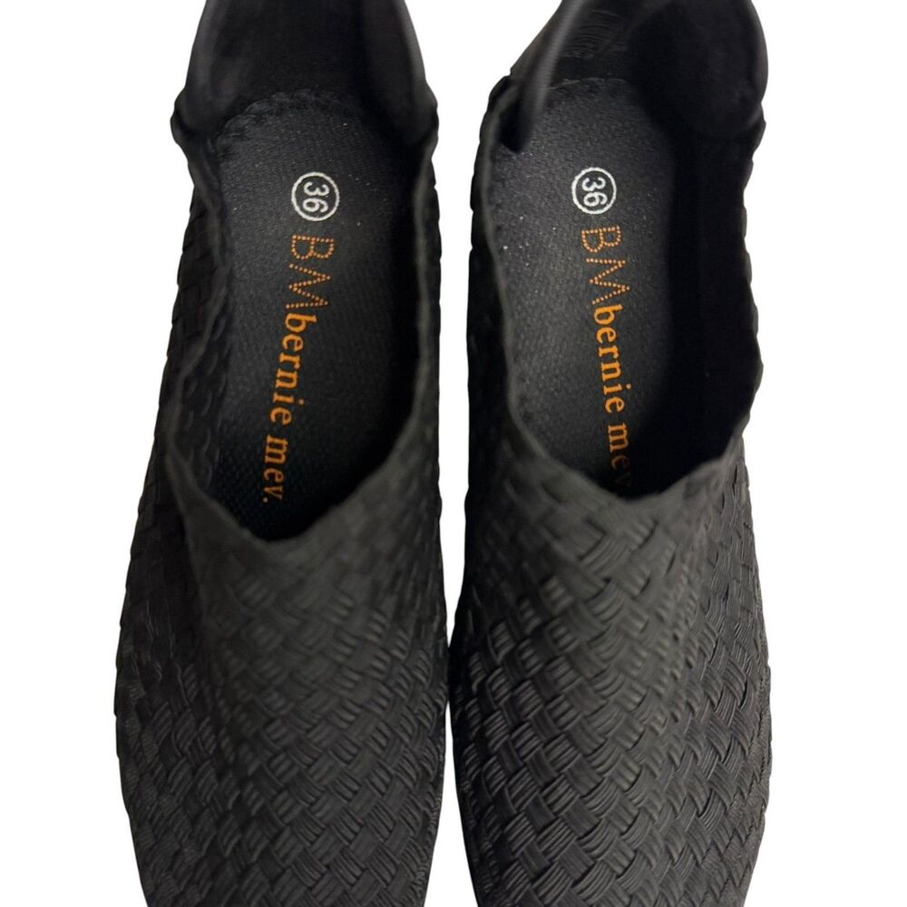 Bernie Mev Chesca Woven Shoes Clogs Slip On Heeled Women Black 36 US 5.5 NIB - Picture 5 of 13